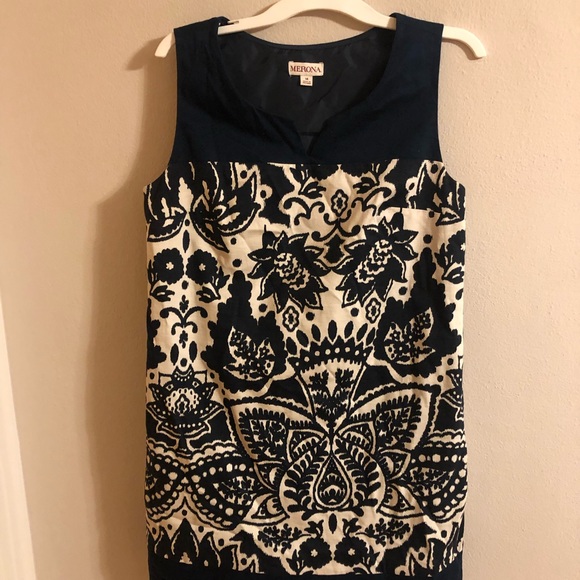 Merona Navy and White Mini Dress, 14 - Picture 2 of 4